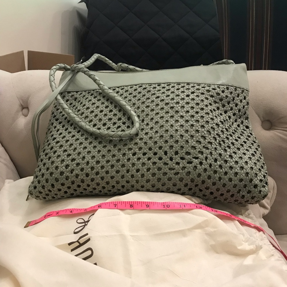 HOBO Sage Green Woven Leather Crossbody Bag